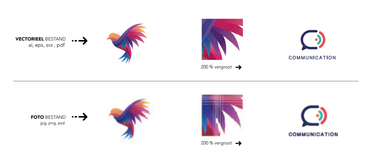 Vergelijking Vectorieel Bestand vs Foto Bestand (200% vergroot)